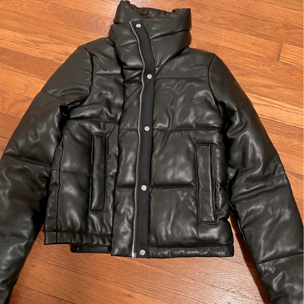 Vegan leather puffer jacket
